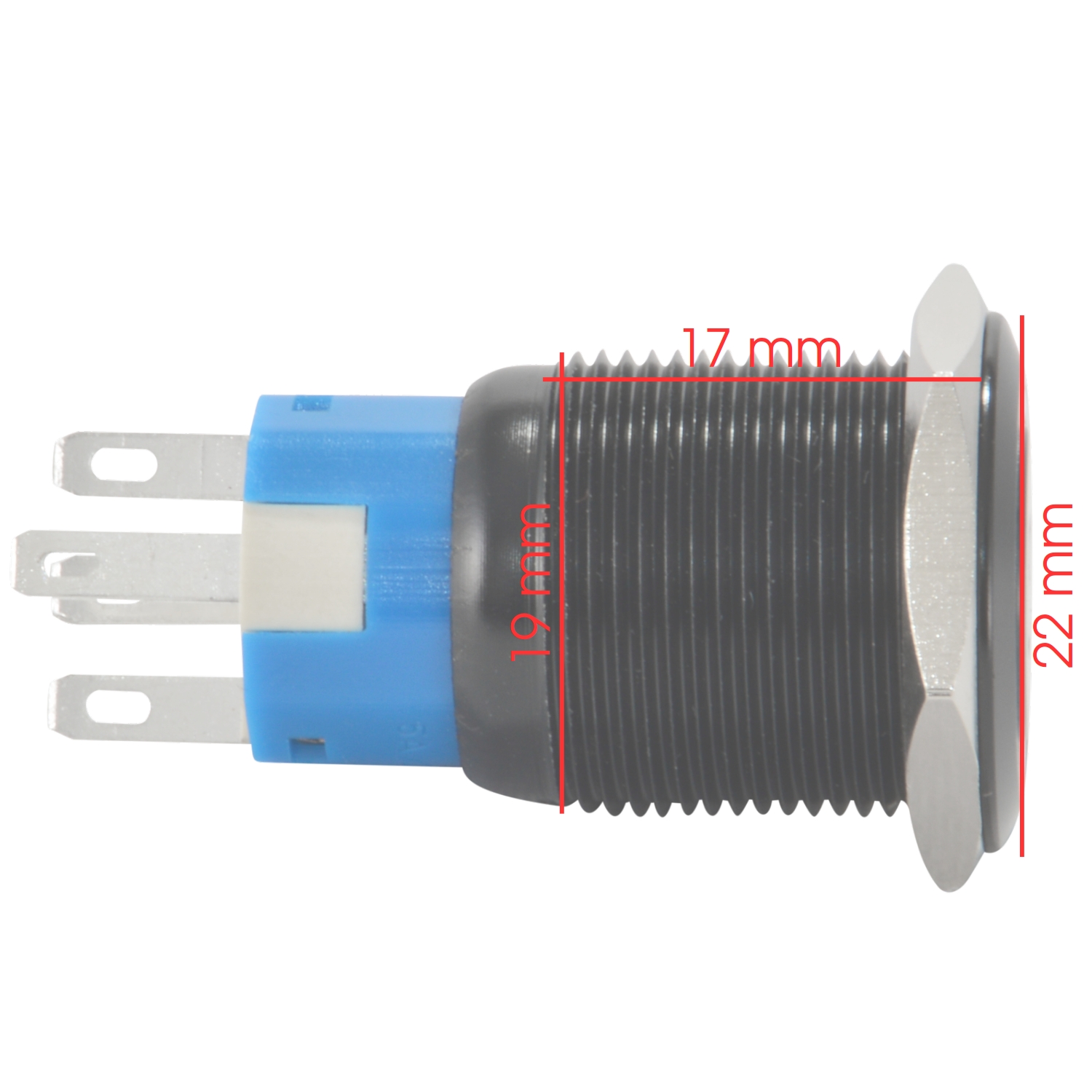 3/4" (19mm) Maintained Latching Push Button ON/OFF Switch Metal w/ Power LED - Picture 8 of 16