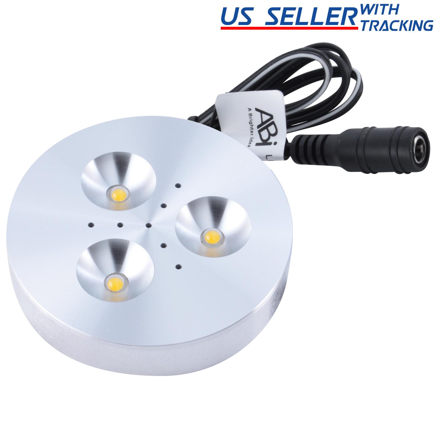 ABI 3W LED Puck Lights Elegant Machined Aluminum for Kitchen Bookcase Showcase - Picture 11 of 28