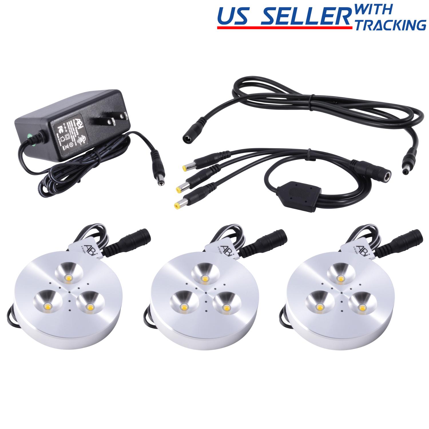 ABI 3W LED Puck Lights Elegant Machined Aluminum for Kitchen Bookcase Showcase - Picture 23 of 28