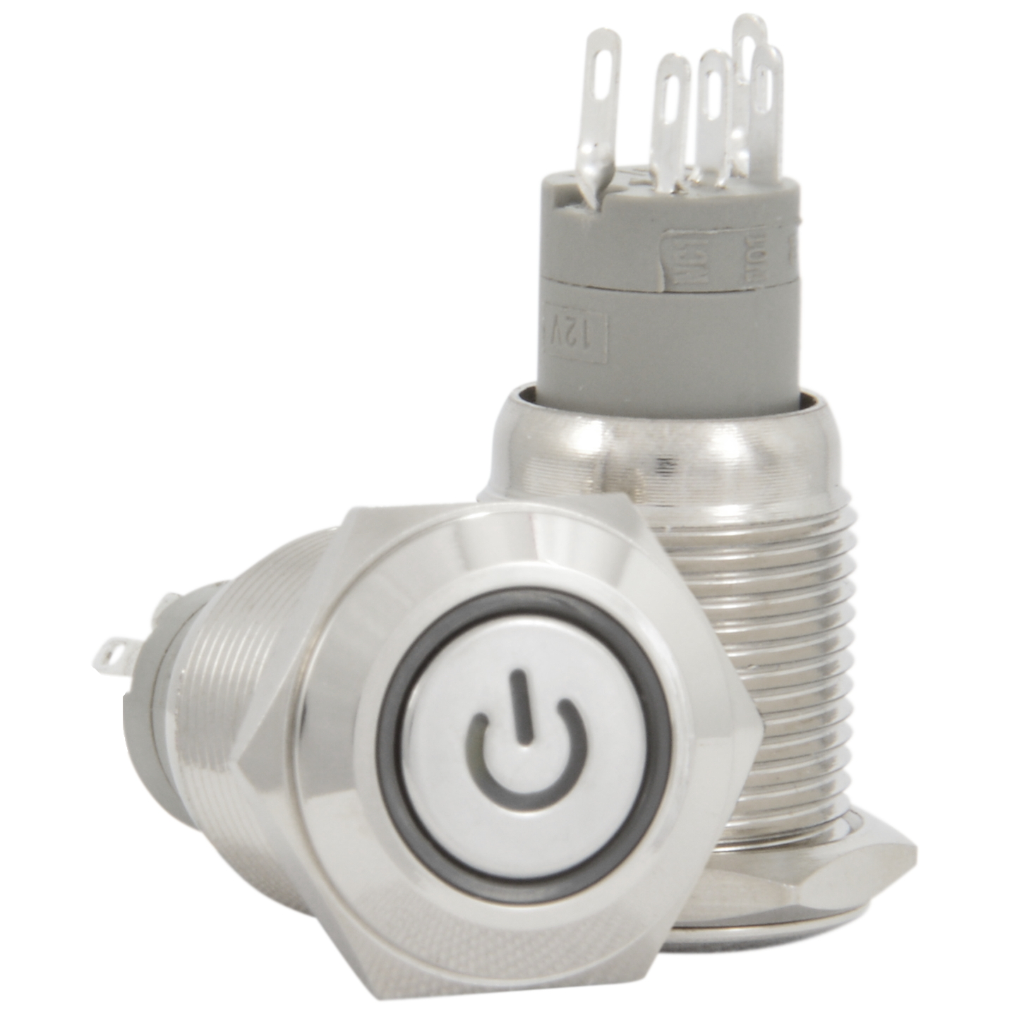 16mm Starter Switch/Boat Horn Momentary Push Button Silver Metal Power LED - Picture 28 of 28