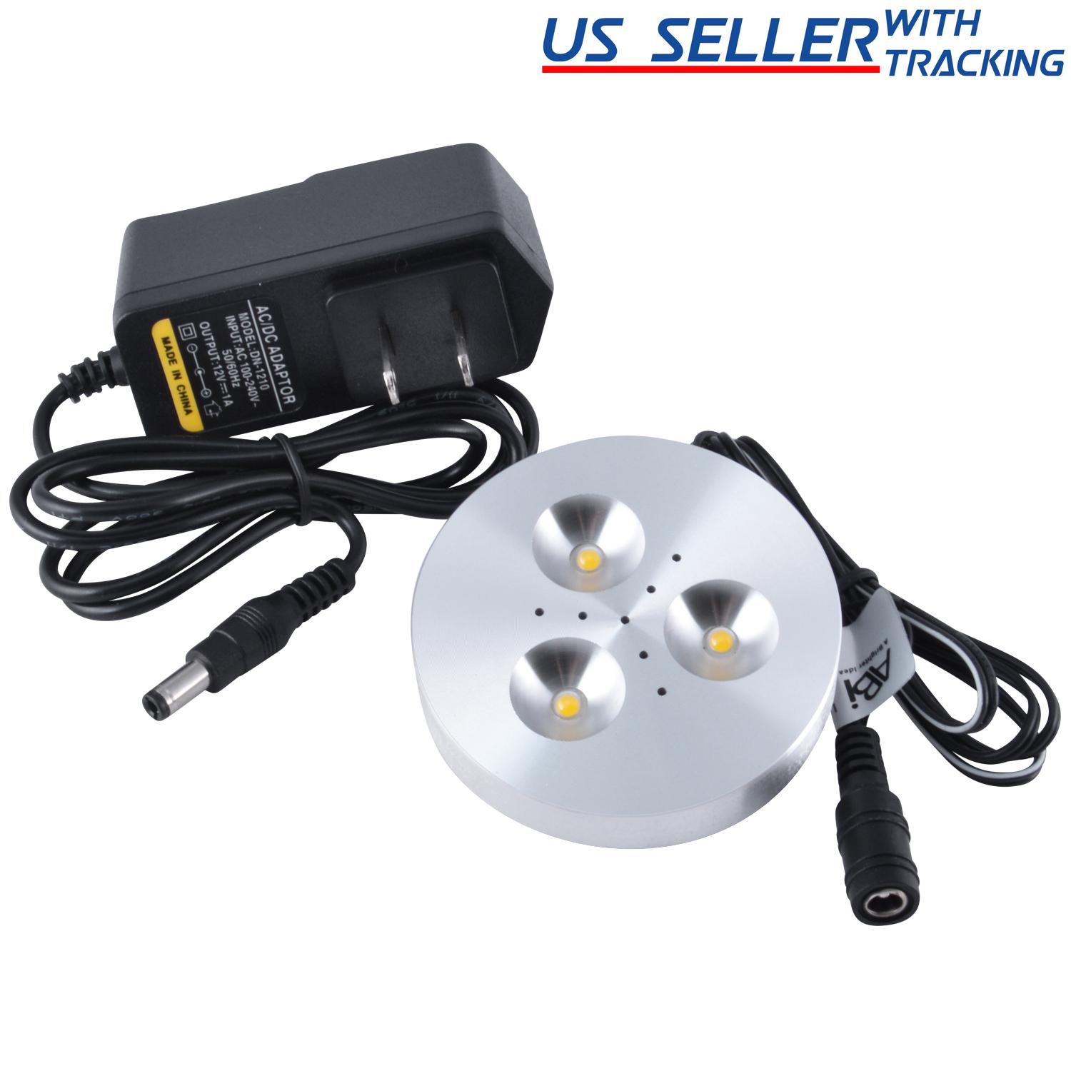 ABI 3W LED Puck Lights Elegant Machined Aluminum for Kitchen Bookcase Showcase - Picture 5 of 28