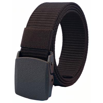Heavy Duty Tactical Military Style Belt, Hypoallergenic Plastic Buckle, Brown