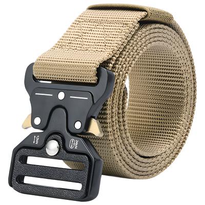 Quick Release Tactical Unisex Belt Heavy Duty Adustable Military Webbing Nylon, Khaki