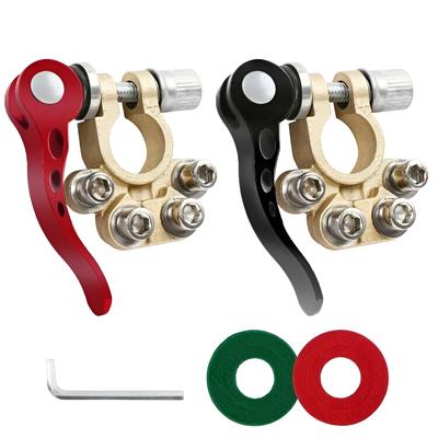 2pcs Battery Terminal Clamp Connectors, 4 Way Quick Release Disconnect Car Battery Terminal for SAE/JIS Type A Posts, Compatible With Cars, Vans, Trucks and More