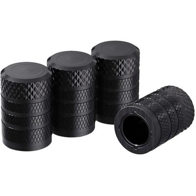 4-pack Tire Valve Stem Cap, Black, Anodized Aluminum Tire Valve Cap, Corrosion Resistant, Universal Stem Covers for Cars Trucks Motorcycles SUVs and Bikes