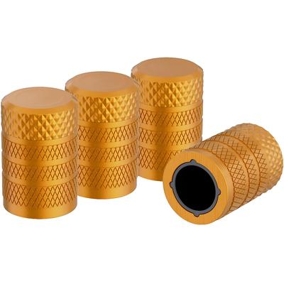 4-pack Tire Valve Stem Cap, Yellow, Anodized Aluminum Tire Valve Cap, Corrosion Resistant, Universal Stem Covers for Cars Trucks Motorcycles SUVs and Bikes