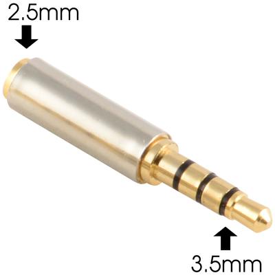 3.5mm Male to 2.5mm Female Stereo Audio Headphone Jack Adapter Converter, Gold Plated
