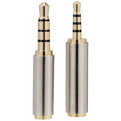 2.5mm to 3.5mm Male Female Aux Adapter 4pc Combo Pack Stereo Audio TRRS 4-Pole Headset Converter Connector for Smartphones, Headphone, Mic, Tablets