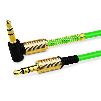 3.5mm AUX Cable Car Stereo Audio Auxiliary Headphone Jack Cord Right Angle Male to Male, 3ft (Green)