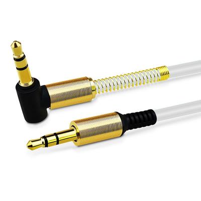 3.5mm AUX Cable Car Stereo Audio Auxiliary Headphone Jack Cord Right Angle Male to Male, 3ft (White)