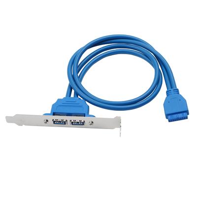 2-Port USB 3.0 Rear Panel Bracket 20-Pin Motherboard Header Cable for PC Card Slot