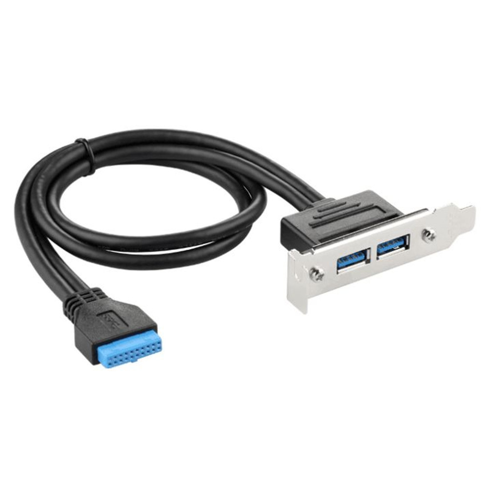 2-Port USB 3.0 Low Profile Bracket 20-Pin Header Cable for Half-Height ...