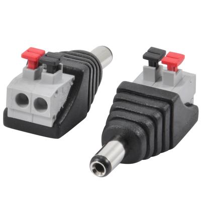 Male DC Barrel Power Plug Screwless Quick Wire Connector 5.5mm x 2.1mm for 12V/24V LED Strip and Electronics