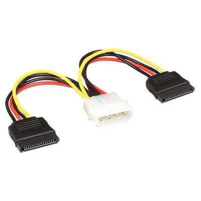 Molex to 2x SATA Power Cable Splitter Adapter Extension, 8" 20cm 18AWG