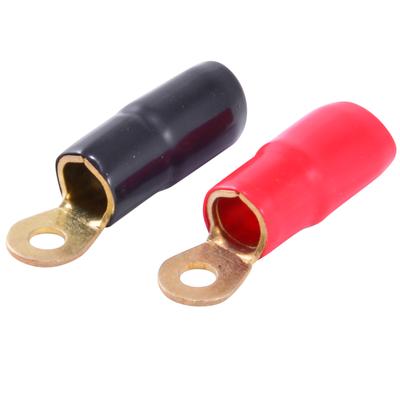 2/0 AWG Insulated Ring Terminal 00 Gauge, 3/8" Connector, Red and Black Boots for Car Audio Power Cable / Ground Wire