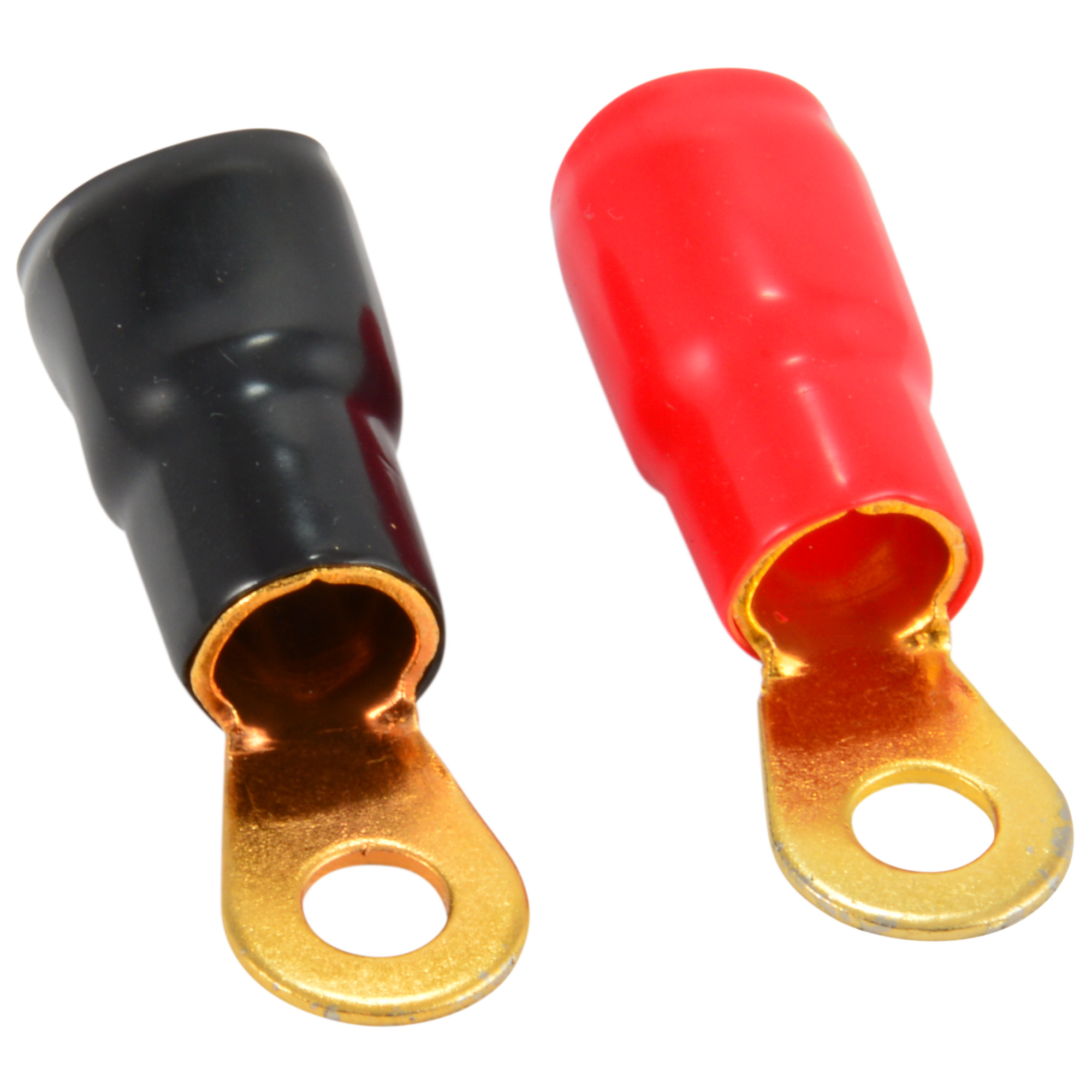 1/0 AWG Insulated Ring Terminal 0 Gauge, 3/8" Connector, Red and Black Boots for Car Audio Power Cable / Ground Wire