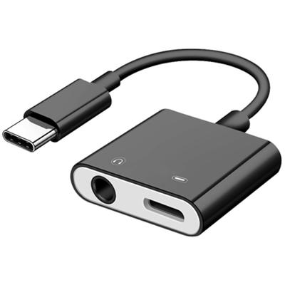 USB-C Type C to 3.5mm 1/8" Aux Audio Headphone Adapter with Charging Passthrough Active DAC Digital to Analog Converter (Black)