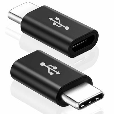 Micro USB Female to Type C Male Adapter Converter Micro-B to USB-C Connector, Black