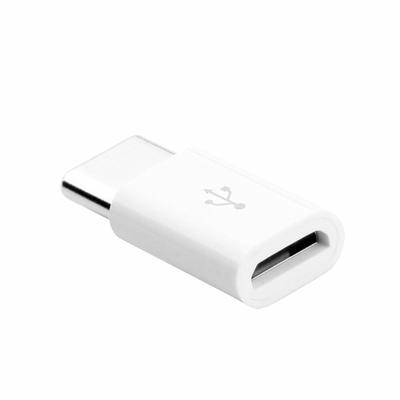 Micro USB Female to Type C Male Adapter Converter Micro-B to USB-C Connector, White