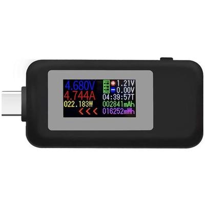 USB Type-C Power Tester Voltage Current Capacity Meter 4-30V 5A USB-C Multimeter Voltmeter Ammeter (Black)