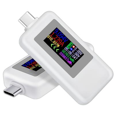 USB Type-C Power Tester Voltage Current Capacity Meter 4-30V 5A USB-C Multimeter Voltmeter Ammeter (White)