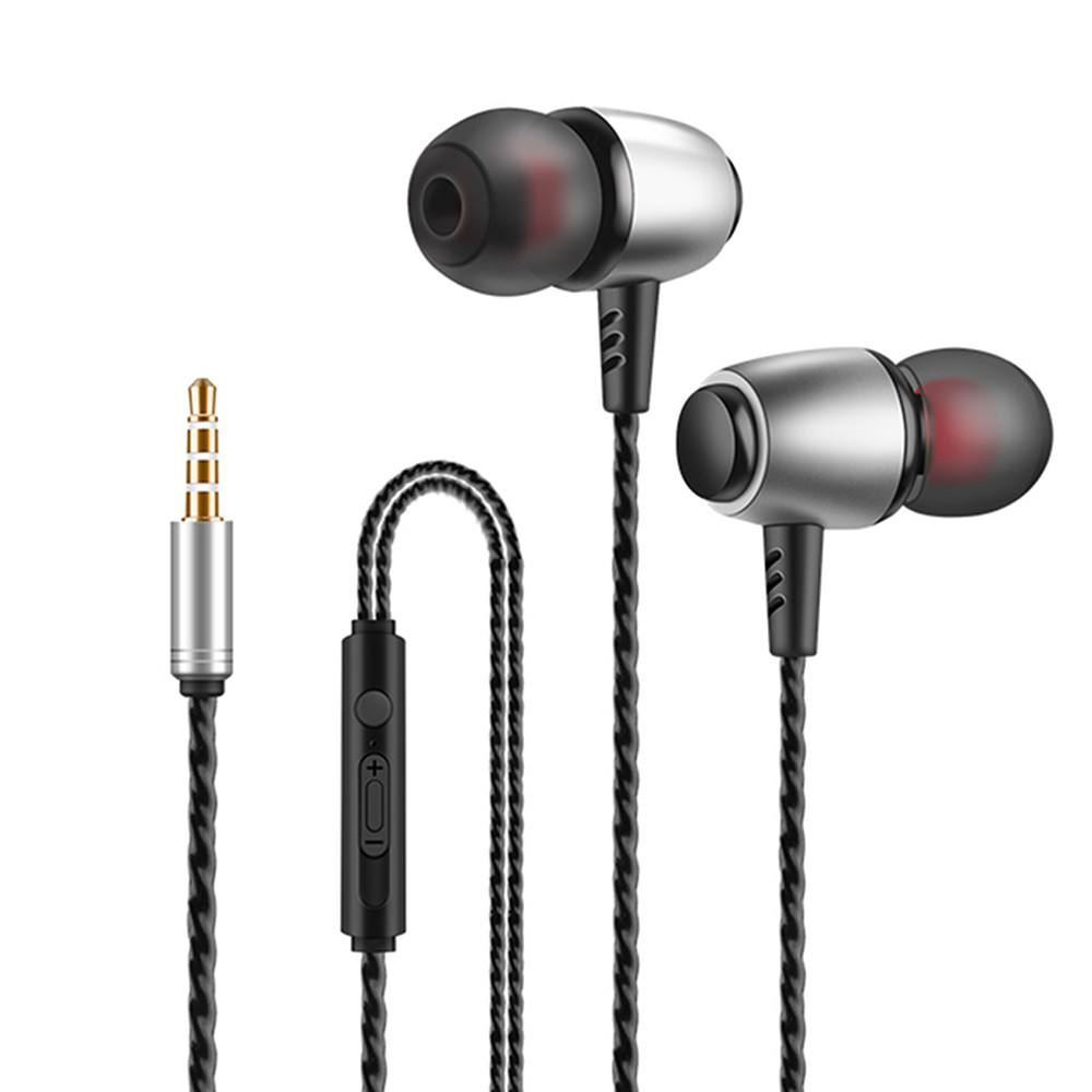 Earbuds In-Ear Sound Isolating Headphones Headset Ear Buds with Mic & Volume, Silver