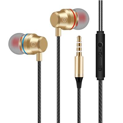 3.5mm HIFI Super Bass Headset In-Ear Earphone Stereo Earbuds Headphone Wired Mic, Gold
