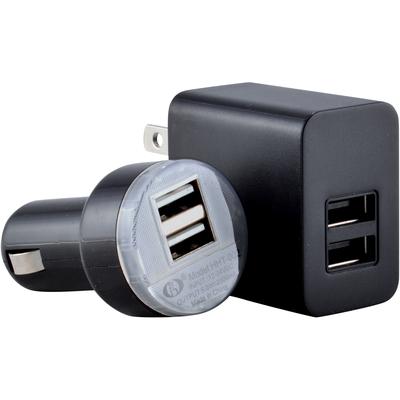USB Car + Wall AC Travel Charger for iPad & Other Tablet PC Devices - 2100mA