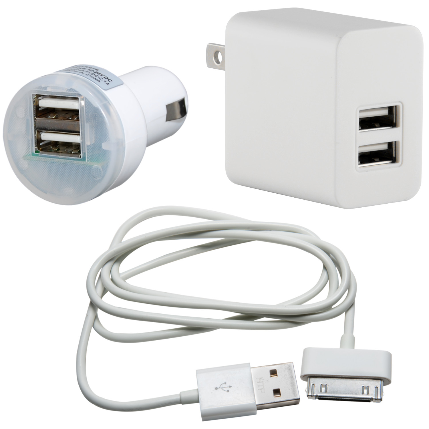 USB Car + AC Wall Charger + Data/Charging Cable for iPad & iPad 2 - $5. ...