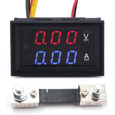 DC 100V 100A Voltmeter Ammeter Dual LED Display Panel Volt Guage Amp Meter Voltage Current Tester with Shunt