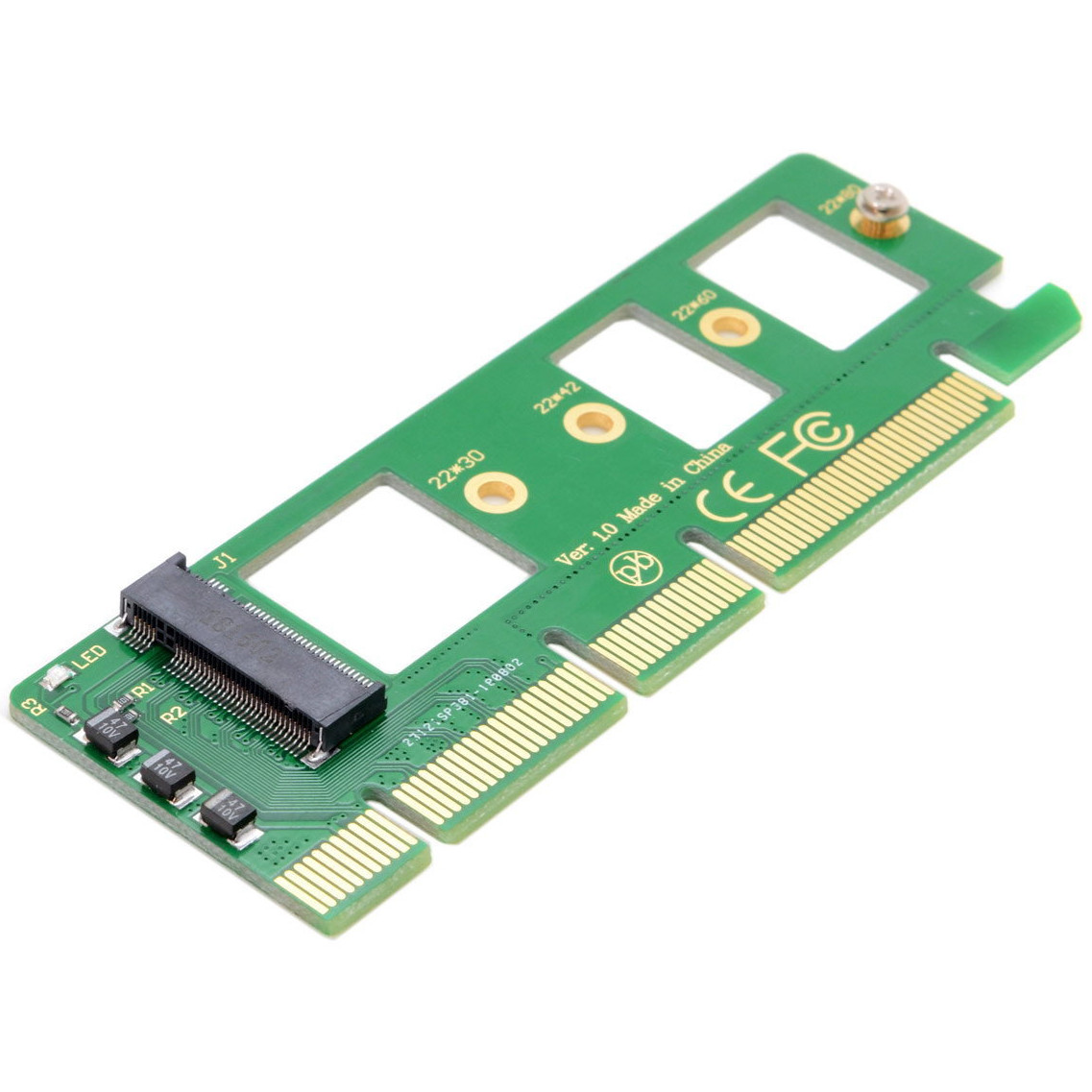 M.2 to PCIe NVMe SSD Adapter Card 2242 2260 2280 M2 Drive to Desktop PCI  Express x4 x8 x16 Slot, Includes Brackets - $8.09 - JacobsParts Inc