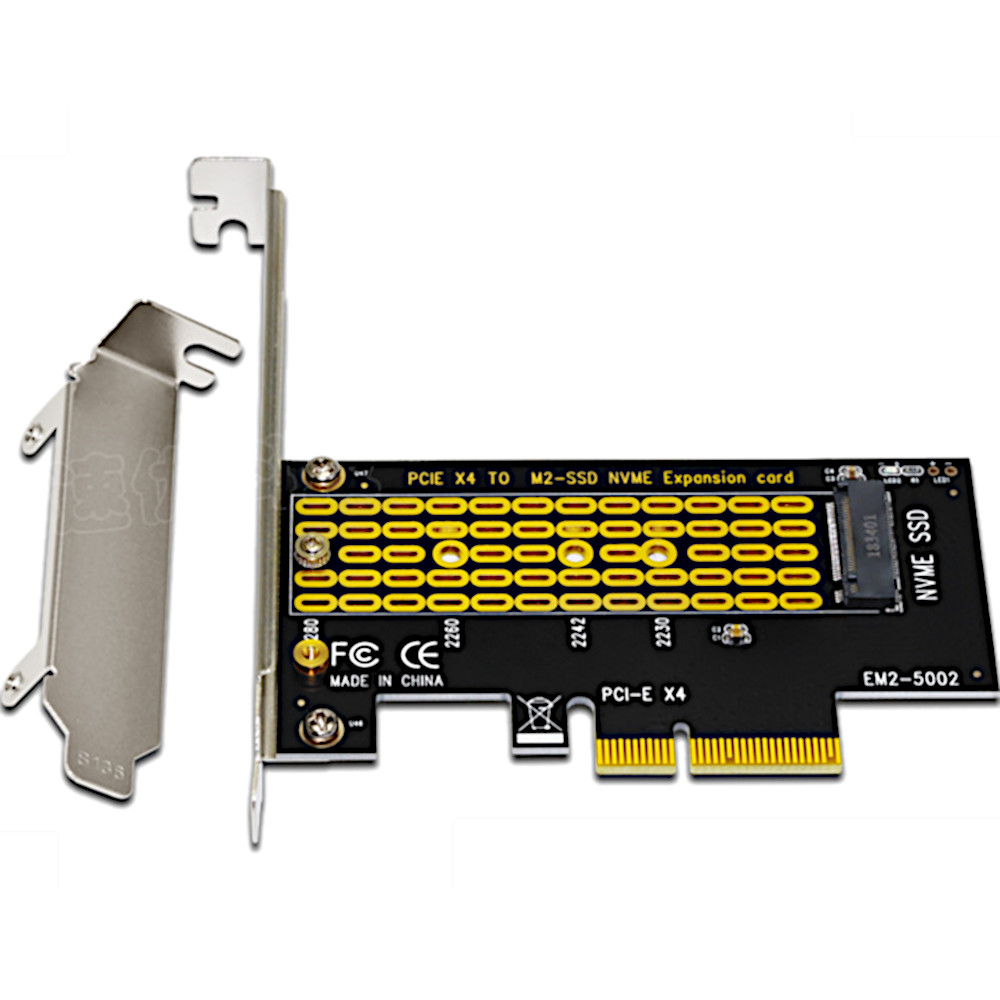M.2 to PCIe NVMe SSD Adapter Card 2242 2260 2280 M2 Drive to Desktop PCI Express x4 x8 x16 Slot, Includes Brackets
