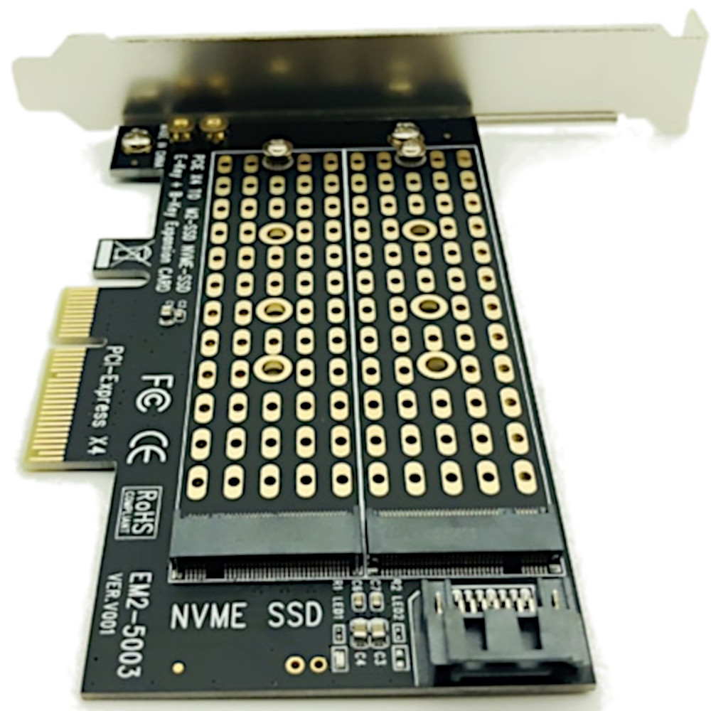 M.2 to PCIe NVMe and SATA SSD Dual M Key and/or B Key Adapter Card