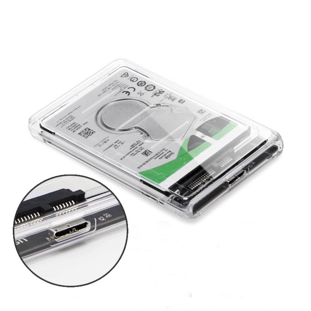 Transparent 2.5 Inch USB 3.0 to SATA Hard Drive Enclosure External