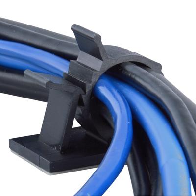 Adhesive Cable Management Clips, 0.85 Inch Adjustable Clamp, Black