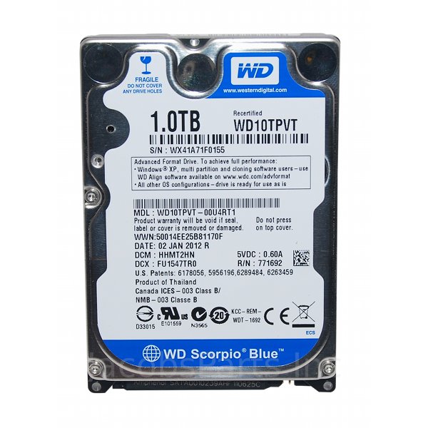 1TB 2.5" SATA Hard Drive Western Digital WD10TPVT