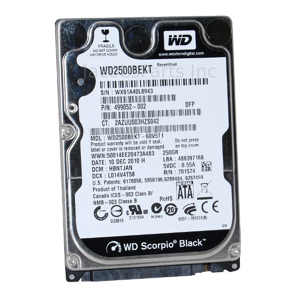 250GB 2.5" SATA Hard Drive Westerm Digital WD2500BEKT - $51.95 ...