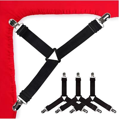 4Pcs Triangle Bedsheet Fasteners Elastic Suspenders Gripper Holder Clips For Bed Corner Mattress