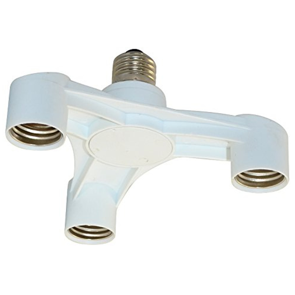 3 to 1 Light Socket E26 Splitter Base Adapter for Flood Spot and Lamp CFL and LED Bulbs