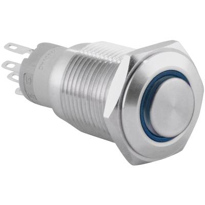 16mm 12V LED Latching Push Button Stainless Steel Power Switch, Blue