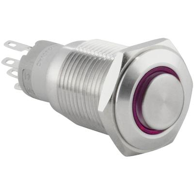 16mm 12V LED Latching Push Button Stainless Steel Power Switch, Purple