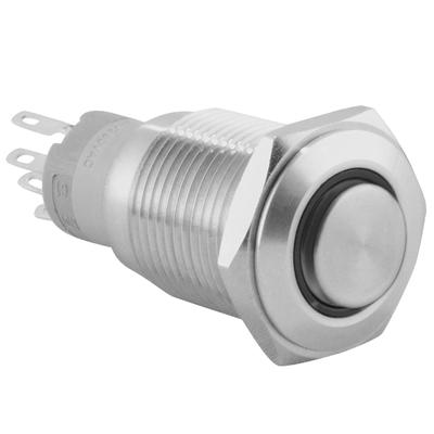 16mm 12V LED Latching Push Button Stainless Steel Power Switch, White