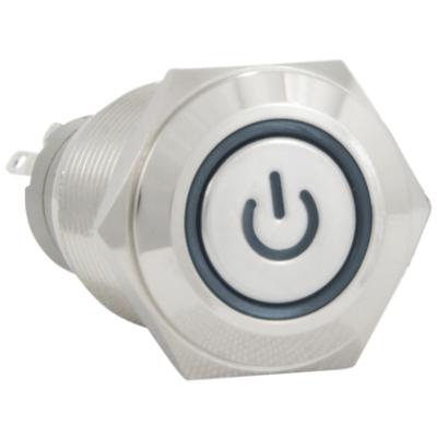 16mm 12V Latching Push Button Power Switch Waterproof, Blue