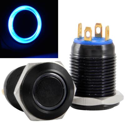 14mm Stainless Steel Momentary Push Button Switch with Blue LED