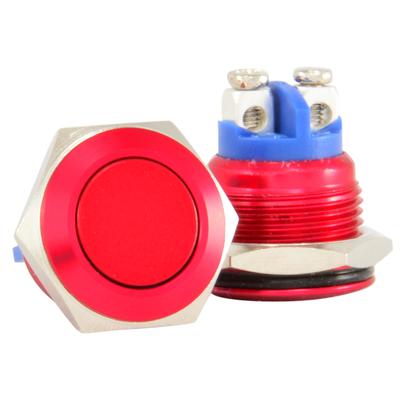 Stainless Steel 16mm Momentary Push Button Switch (Red)