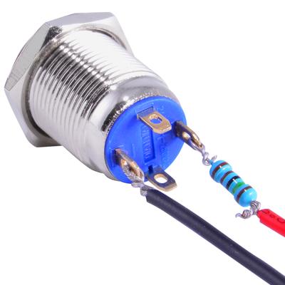 Aiqeer 2 Pcs 12 Mm Momentary Push Button Switch, 12V / 24V 3A Car Ignition Starter Switch, IP66 Waterproof Stainless Steel Push Button Switch, With Pre -Wired Socket (White LED