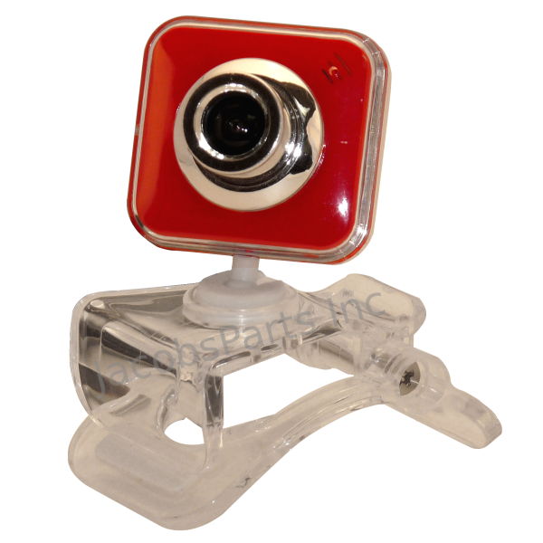 3MP Red Webcam with Clip Stand and Microphone